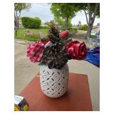 White Ceramic Vase with Floral Arrangement