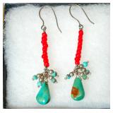 Beaded Turquoise Dangle Earrings