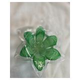 Green Swirl Art Glass Flower Decorative Object