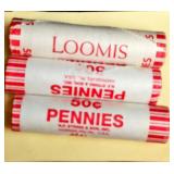 Three Bank Rolled Pennies