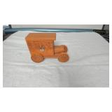 Wooden Antique Car Music Box with Etched Figures