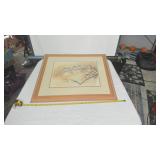 Framed Watercolor Painting: Five Birds on Branches