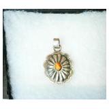 Spiny Oyseter Concho Pendant Stamped Sterling JB