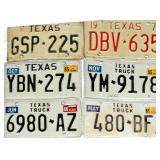 Collection of Six Vintage Texas License Plates