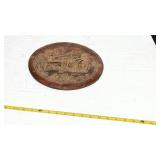 Oval Cast Metal Tractor Relief Plaque