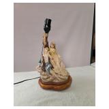Ornate Figurative Table Lamp with Pink Lace and Be
