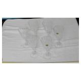 Set of 6 Cut Crystal Wine Goblets with Starburst D