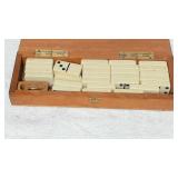 Vintage Wooden Cased Dominoes and Cribbage Board G