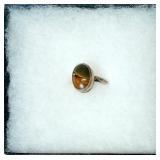 Oval Landscape Jasper Sterling Silver Ring 9.5