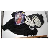 Adult Vampire Cape and Skeleton Hand Gloves Set