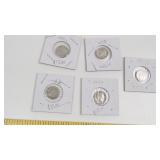Collection of Five Roosevelt Silver Dimes