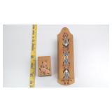 Set of Two Hand-Painted Wooden Match Holders