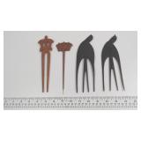 Set of Four Decorative Hair Forks and Pins