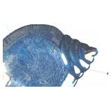 Iridescent Blue Glass Shell-Shaped Dish
