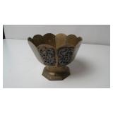 Brass Scalloped Edge Pedestal Bowl with Filigree A