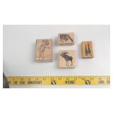 Set of Four Wooden Rubber Stamps - Wildlife and Na