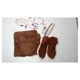 Fringed Brown Tunic, Moccasins, and Beaded Accesso