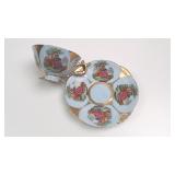 Porcelain Teacup and Saucer Set with Fragonard-Sty