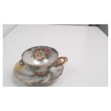 Porcelain Teacup and Saucer Set with Floral Motif