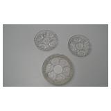 Set of Three Pressed Glass Coasters