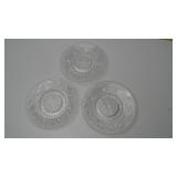 Set of 3 Clear Pressed Glass Plates