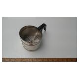 Vintage Metal Flour Sifter with Black Handle