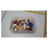 Assorted Sewing Thread Spools and Needle Case