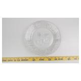 Clear Pressed Glass Plate with Embossed Fruit Moti