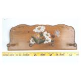 Wooden Wall-Mounted Coat Rack with Hand-Painted Fl