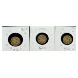 Set of Three US Mercury Dimes Coins