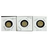 Set of Three US Mercury Dimes Coins