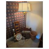 Assorted Household Decor - Clocks, Floor Lamp, Shelves, Etc.