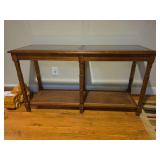 Glass Top Entry Table with Wicker Bottom Shelf - 51'Wx17'Dx27'T