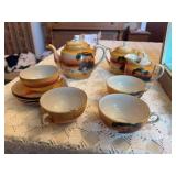 Painted Japanese Tea Set - some cups are chipped