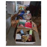 Box Lot of Assorted Household Items - Decor, Glassware, Trays, Stuffed Animals, Office Supplies, Etc