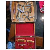 Wooden Knife Set and Other Assorted Pocket Knives
