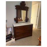 Antique Marble Top Dresser with Mirror (Mirror NOT Attached)-106”Hx50Wx18”D