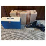 Vintage Suitcase, Box, and Boots
