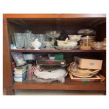 Contents of Lower Cabinet - Assorted Serving Dishes and Glassware