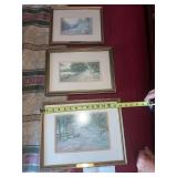 Paul Sawyer Prints (5)-Assorted Sizes-Old Fashioned Inn 23”x20” and Autumn at the Bridge 26”x21”