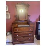 Antique Marble Top Chest w/ Mirror-40”Lx75”Hx19”D