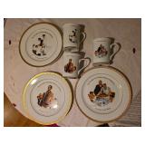 Norman Rockwell 'Freedom' Collection - 3 Plates and 3 Coffee Mugs