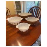 PYREX Cinderella Pattern Mixing Bowl Set- 1 1/2 Pt., 1 1/2 Qt., 2 1/2 Qt., and 4 Qt.