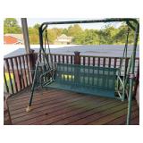 Porch Swing with Bar Stool and Plant Stand