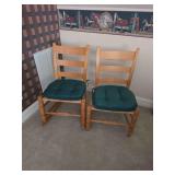 2 Caned Bottom Chairs - 1 Rocking Chair and 1 Standard Chair - 32'T