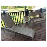 Wicker Lounge Chair, Bench, Side Table with Planter