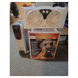 BNIB Dyna•Glo Kerosene Heater, Utilitech Dual Fan Window Unit and Electric DeLonghi Portable Blade Heater