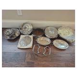 Assorted Silver Plated Servingware - Trvits, Bowls, Stand