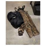 Coleman Sleeping Bag and Pair of Camo Bibs-Size LG and 10/12