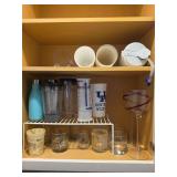 Contents of Cabinet - Glasses, Travel Mugs, Etc.